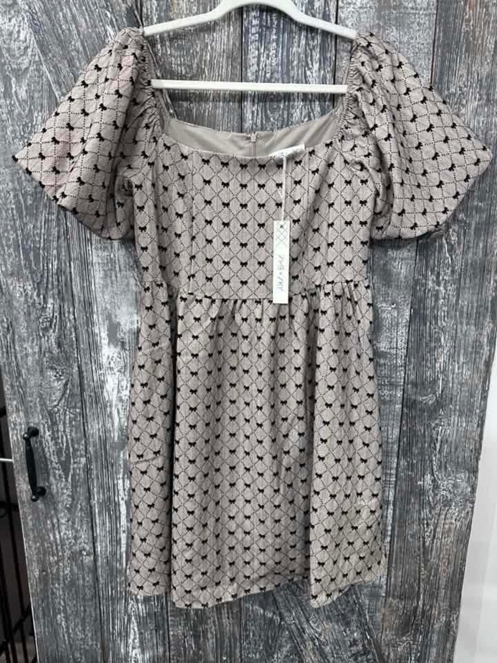 She + Sky Black Bows Puff Sleeve Dress